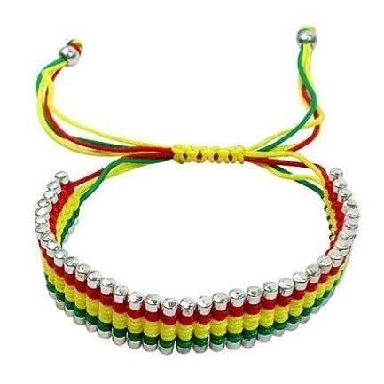 Bracelet Rasta Jamaïque - Fils Tressés Multicolores, Ajustable, Unisexe, Neuf Sans Emballage