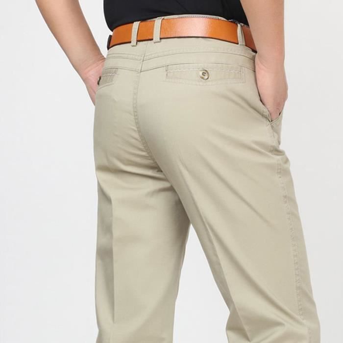 Taille Pantalon Décontracté En Droite Mince Homme Large Haute Coupe FqgrFY