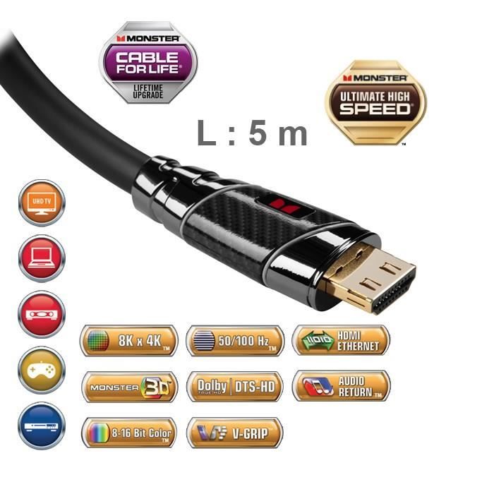 Câble HDMI Monster Black Platinium 5m