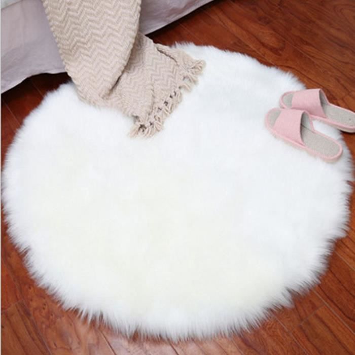 tapis salon carpet tapis chambre rond tapis shaggy blanc - achat
