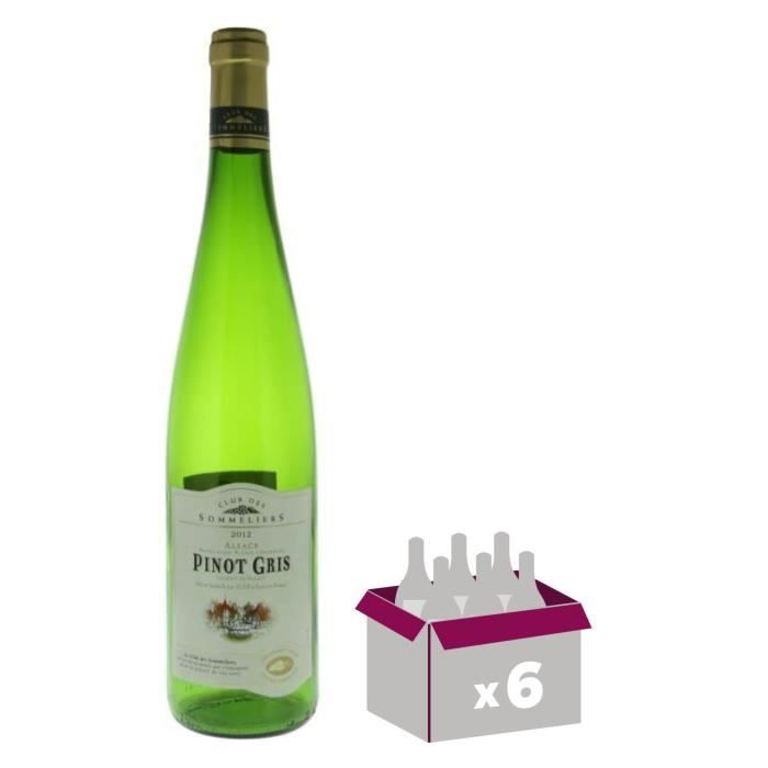 Carton de 6 Pinot gris Vin d' Alsace - Blanc sec - 75 cl x6