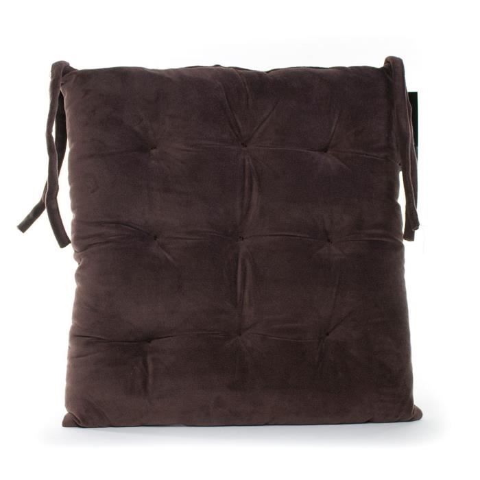 ANDORA Galette de Chaise Kassidy - 40x40 cm - Chocolat - Non déhoussable