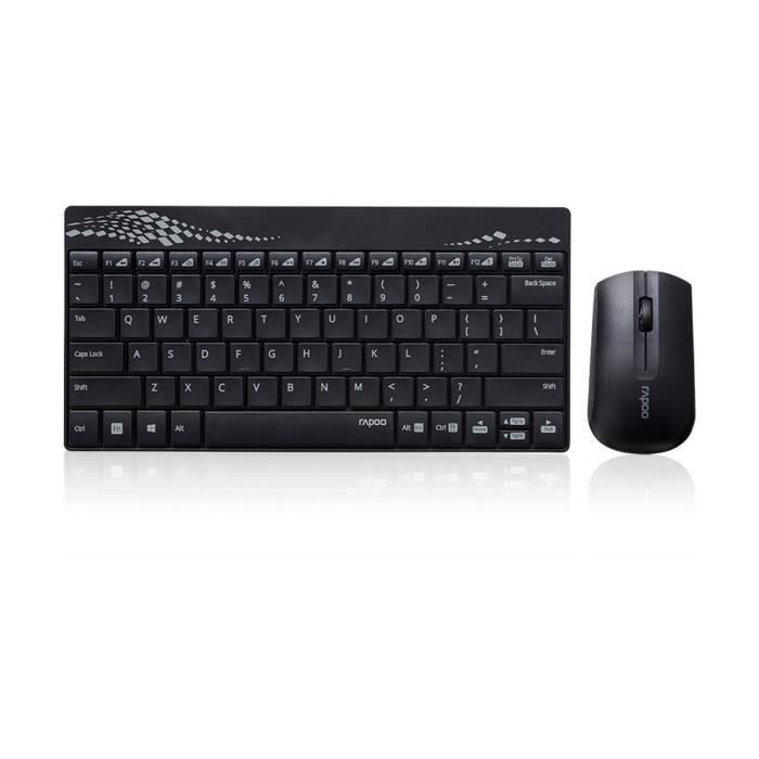 Rapoo Pack Clavier + Souris 8000 - Sans fil - Optique - PC - Noir