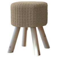 POUF - POIRE OSKAR Pouf rond en tricot - Ø 31 cm - Beige - Scan POUF - POIRE OSKAR Pouf rond en tricot - Ø 31 cm - Beige - Scan