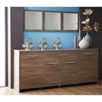 BUFFET - BAHUT STEEN Buffet 200cm coloris chêne foncé / basalte BUFFET - BAHUT STEEN Buffet 200cm coloris chêne foncé / basalte