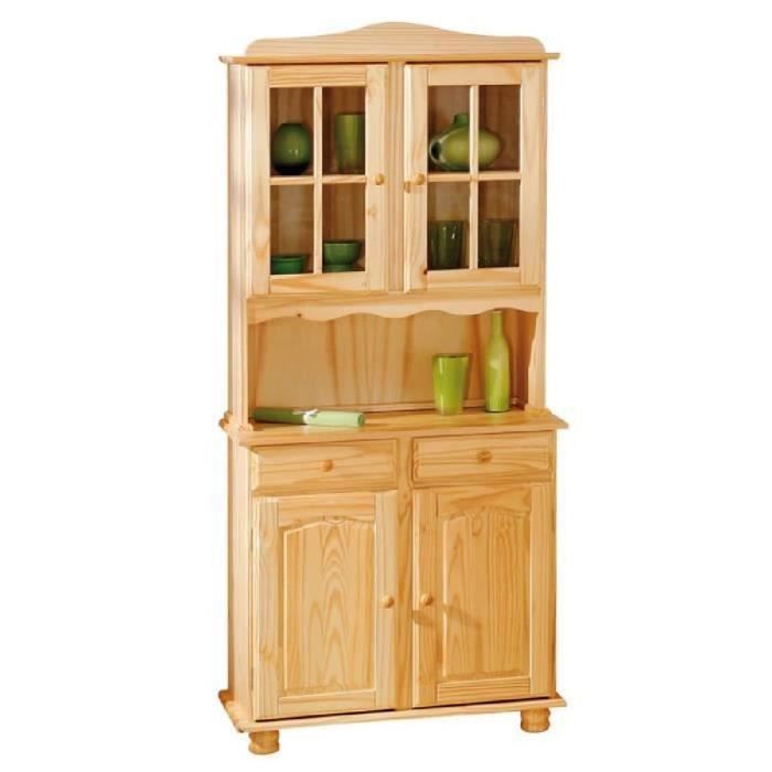 Bahut vaisselier rustique en bois massif vernis - Achat / Vente buffet
