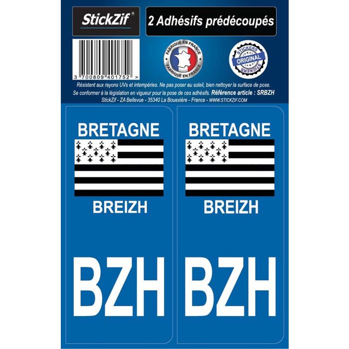 STICKZIF 2 Autocollants Région Bzh Bretagne SRBZH