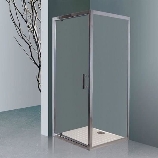 CREAZUR Porte de douche accès d'angle pivotante + paroi fixe Nerina - 90 x 190 cm + 90 x 190 cmm - Verre trempé 6 mm