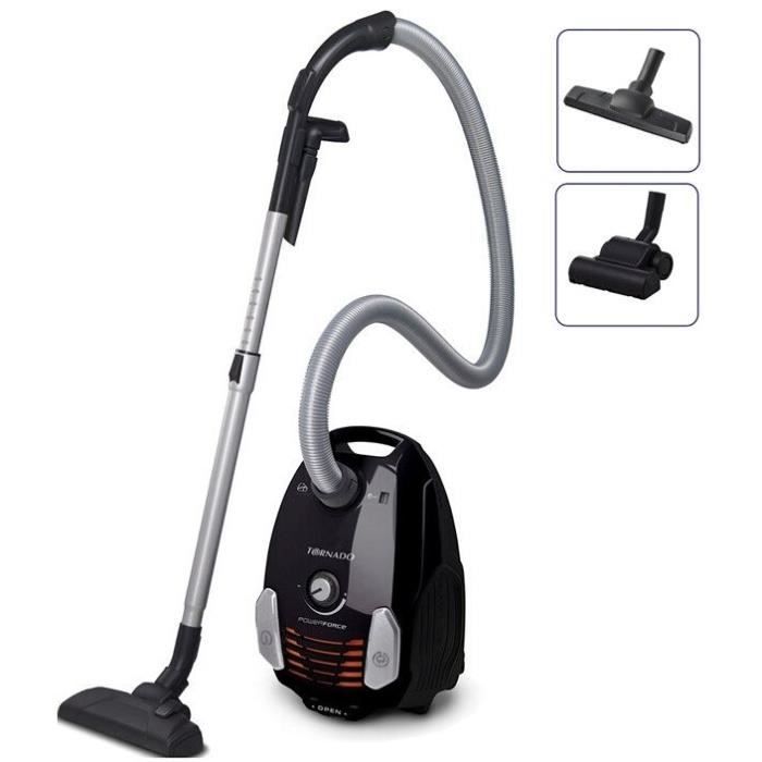 TORNADO TOPF65BR Aspirateur traîneau avec sac Accessoires clipsés sur la poignée Brosse spéciale sols durs/parquet - Chocolat