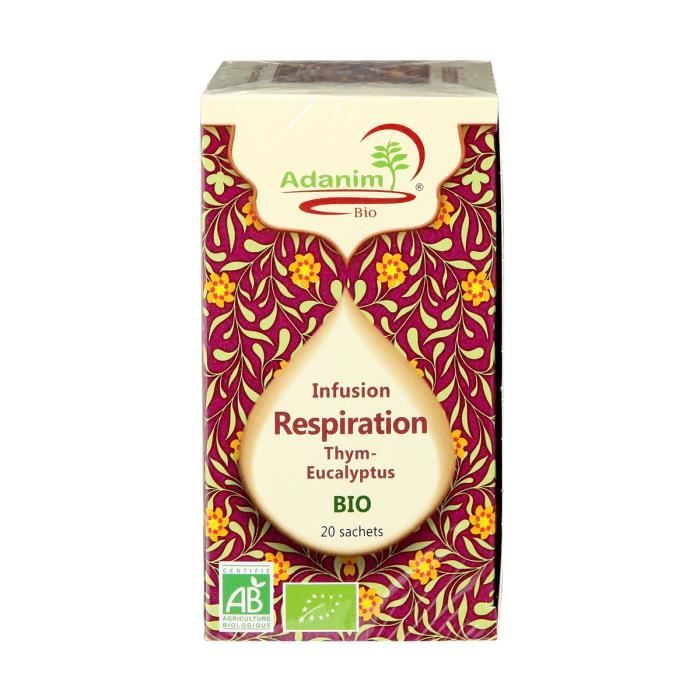 ADANIM BIO 20 Sachets d'infusions respiration de thym et eucalyptus bio - 45 g