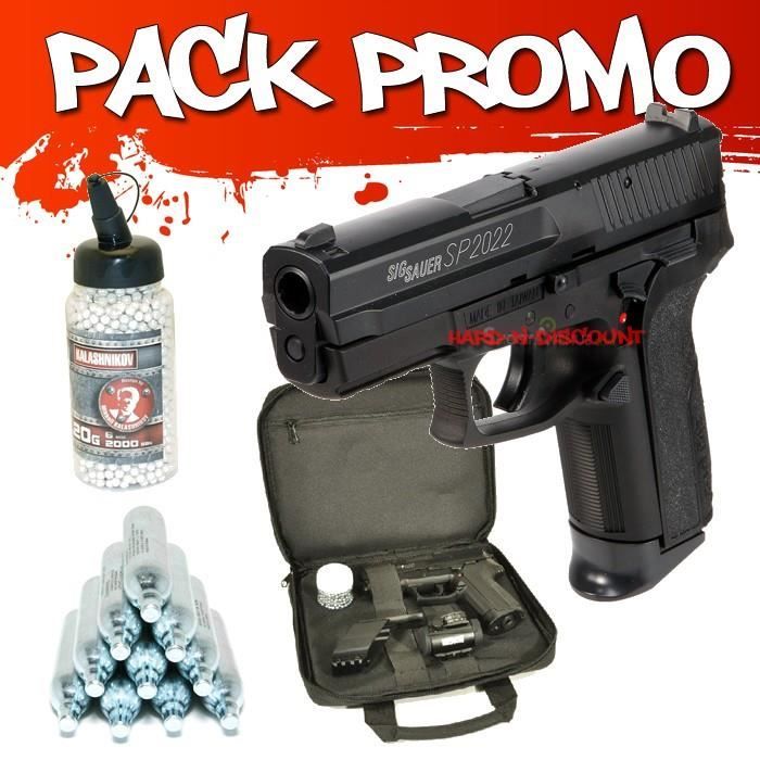 PACK PISTOLET Sig Sauer SP2022 CO2 1 JOULE AIRSOFT Prix pas cher Soldes* dès le 10 janvier