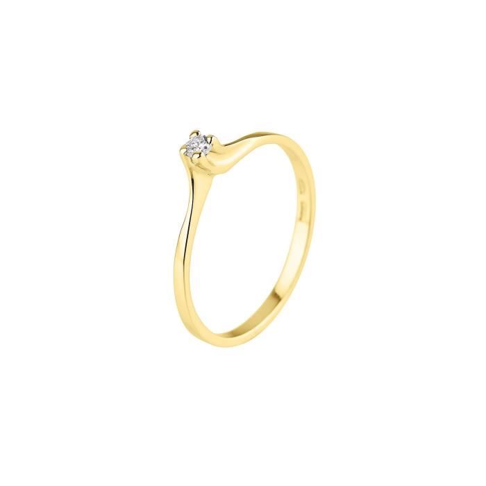 DIAMOND LANE Bague Solitaire Or Jaune 375° et Diamants Femme
