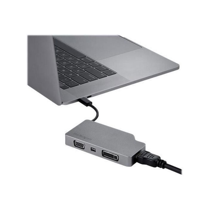 StarTech.com Adaptateur multiport USB-C - Gris sidéral - 4-en-1 USB-C vers VGA, DVI, HDMI, ou Mini DisplayPort (CDPVDHDMDPSG)