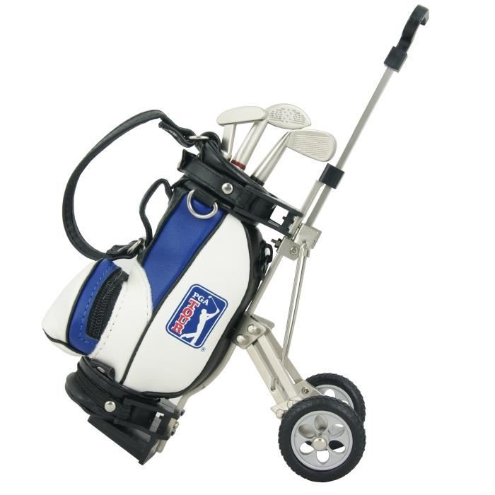 PGA TOUR Coffret Cadeau Chariot de Golf + Stylos - Blanc et Bleu