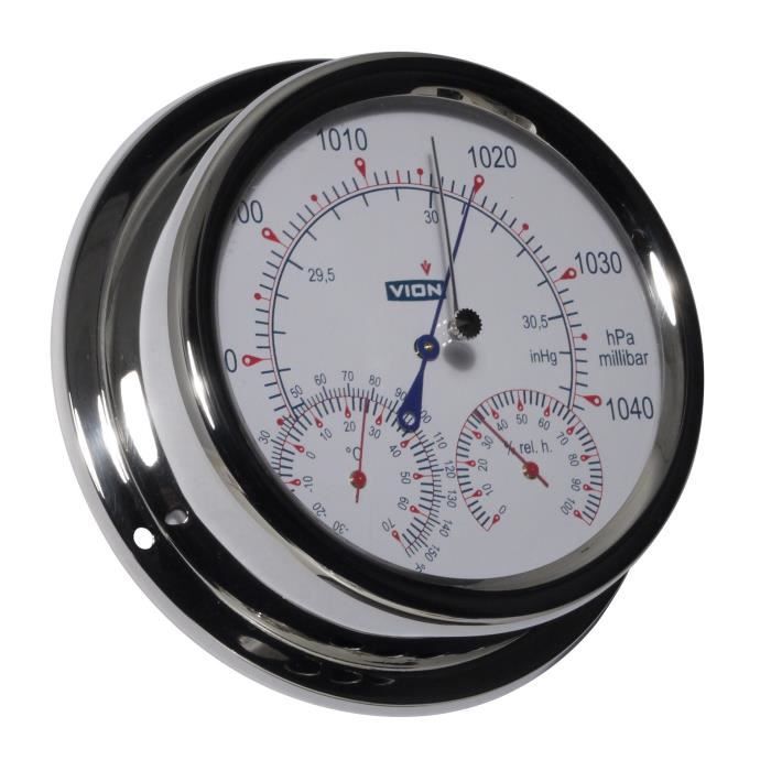 VION Barometre Thermometre Hygrometre haute sensibilite en acier inoxydable o150mm