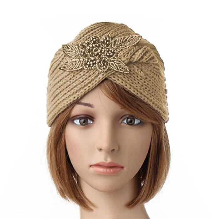 BONNET , CAGOULE Bonnet Femme Crochet Ski Hiver Strass Kaki TU