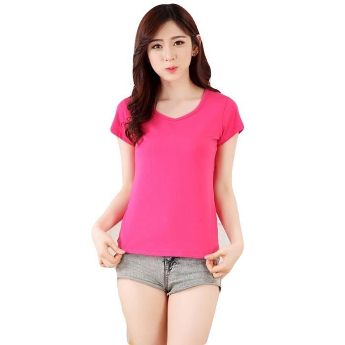 tee shirt femme col v pas cher