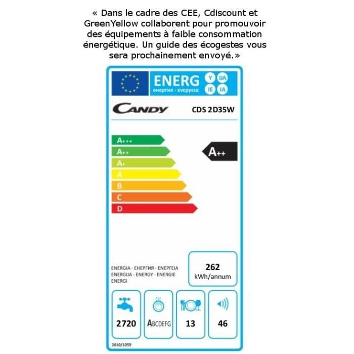  CDS2D35W - Lave vaisselle encastrable - 13 couverts3