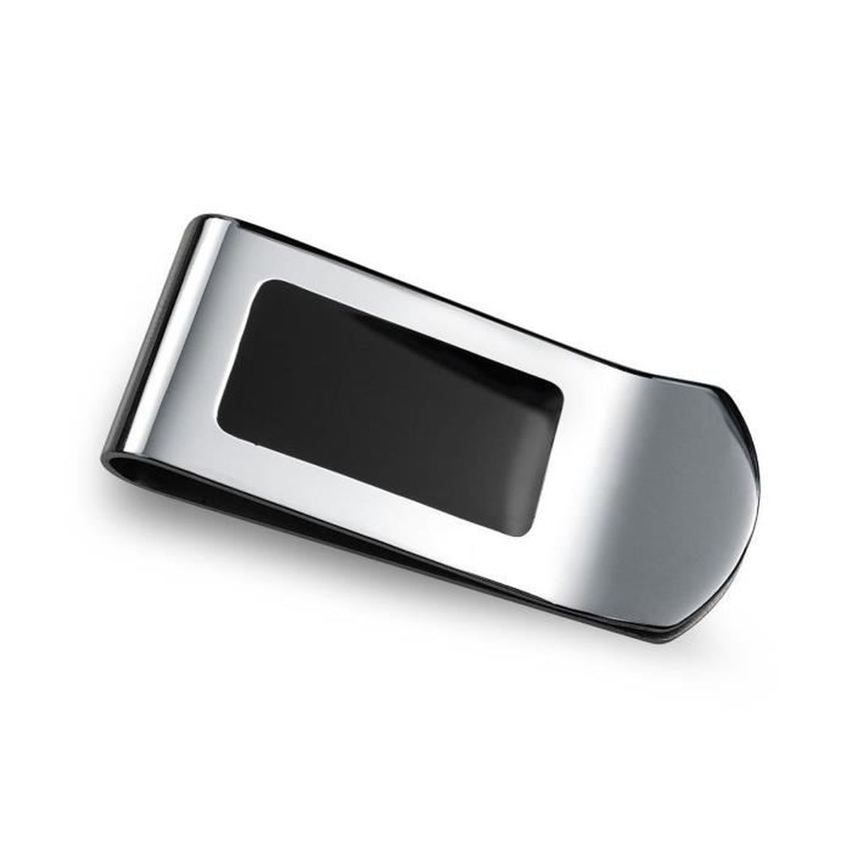 Pince à Billets En Acier Inoxydable - Clip Portefeuille Mince Pour Argent Et Cartes - Noir Et Argent