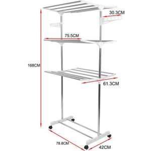 LAVE-LINGE SÉCHANT Séchoir à linge inox étendoir pliable , 3 étagères