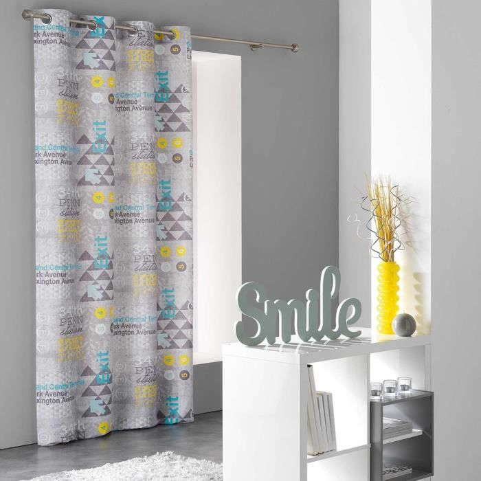 Rideau jaune et gris - Achat / Vente pas cher
