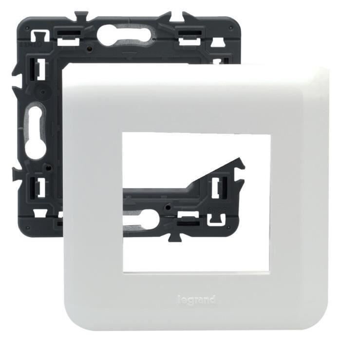 LEGRAND Plaque support fixation à vis 2 modules Mosaic blanc