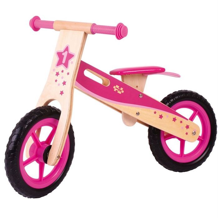 PORTEUR POUSSEUR DRAISIENNE TRICYCLE Draisienne bois Number One Rose