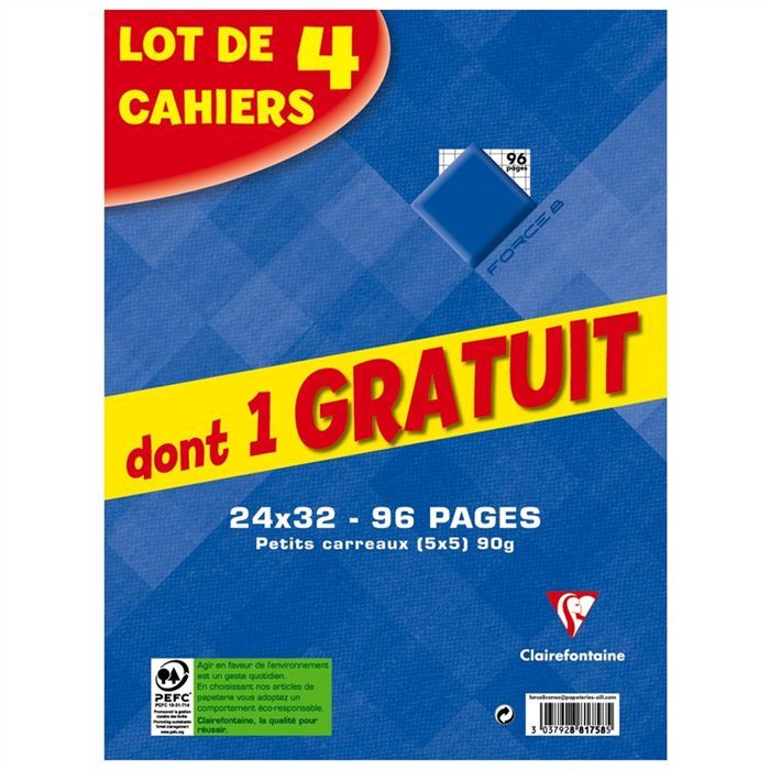 Lot de 4 dont 1 gratuit cahier piqure 240x320 96 p   Achat / Vente