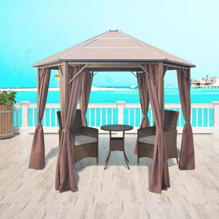 Pergola aluminium avec rideaux Achat / Vente pas cher
