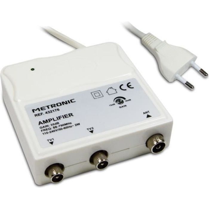 METRONIC 432176 Amplificateur d'intérieur à réglage de gain FM - UHF