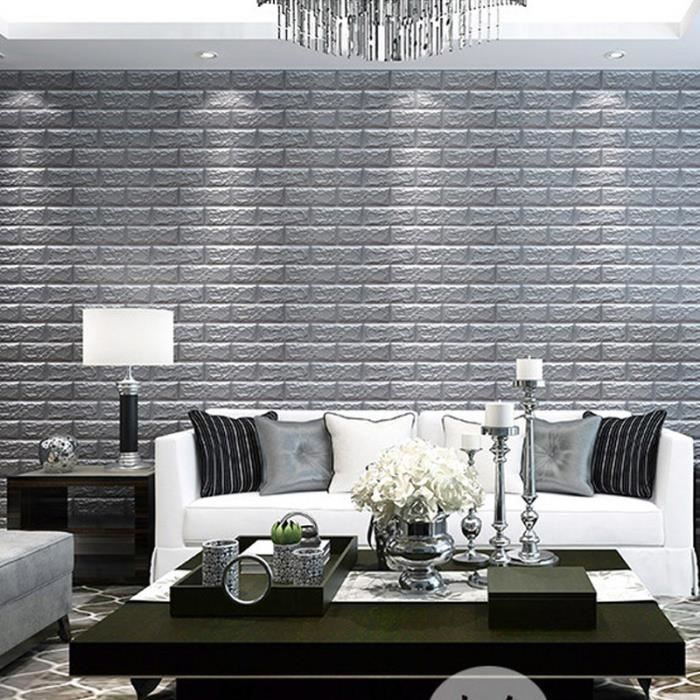 Gris Clair 3d Sticker Mural Autocollant Brique Mural Decoration