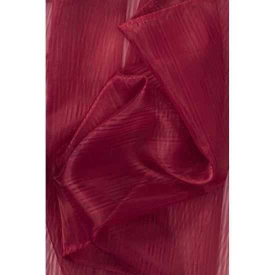 Paire de Voilage Vitrage Uni 2 x 60 x 160 cm Tissage Trame Rouge Lot de 2
