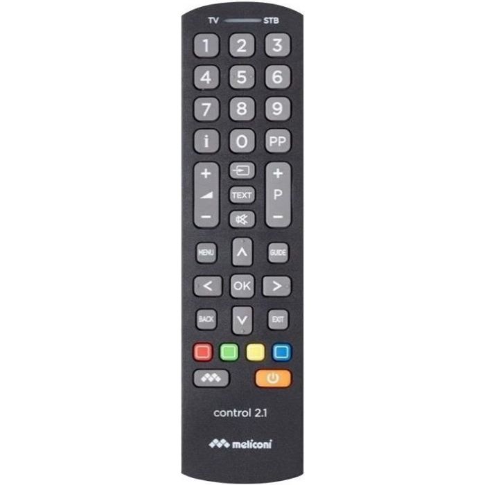 MELICONI 808037 Télécommande Universelle CONTROL 2.1 - 1 TV + 1 décodeur (TNT, SAT,TV ADSL, CÂBLE)