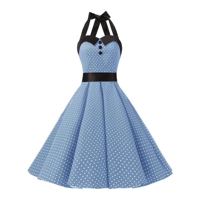 Robe de bal Polka Vintage Dressystar pinup à '... Rouge Bleu clair