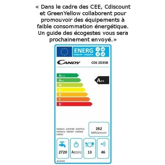  CDS2D35N - Lave vaisselle encastrable - 13 couverts3