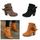Boots Femme Talon Haut Bloc Suédine Boucles Bottes