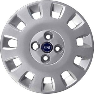 Kit De 4 Enjoliveurs Pour Fiat Idea – Diamètre 15 Pouces, Logo Bleu, Adaptables Aux Jantes D'origine – Non D'origine
