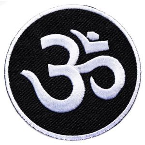ecusson Om Soleil Terre Mantra Yoga Bouddhiste Univers 6cm Brode thermocollant