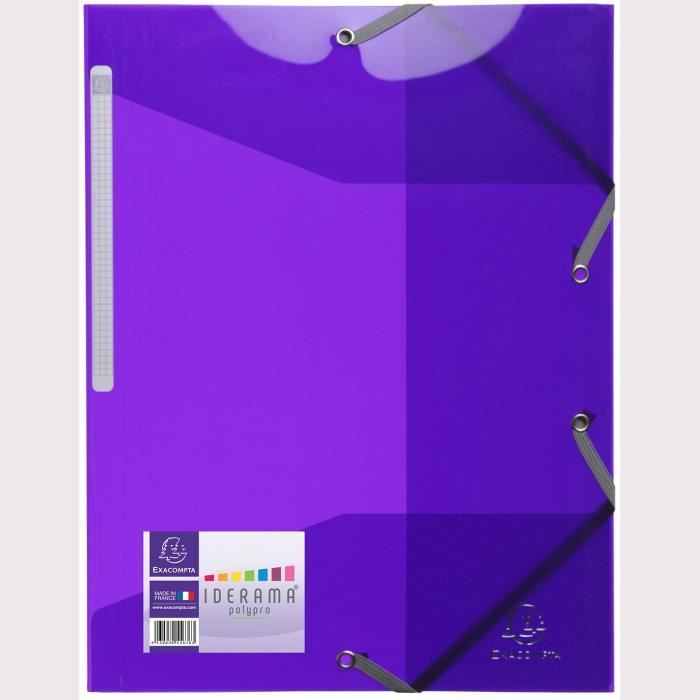 EXACOMPTA - Chemise à élastiques 3 rabats - 24 x 32 - Polypropylène translucide lisse brillant 5/10ème - Couleur violette