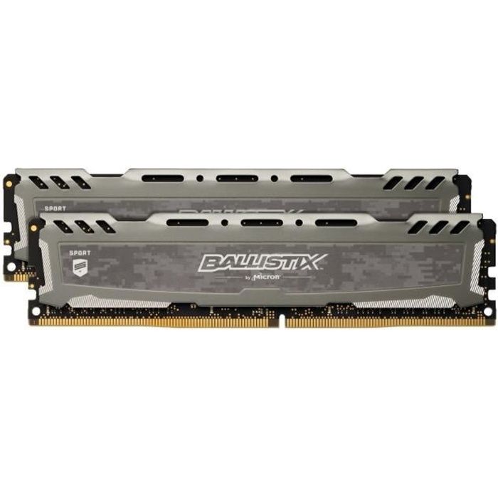 BALLISTIX - Mémoire RAM PC - Sport LT Gris - DDR4 - 2X8Go - 3000 MHz - UDIMM (BLS2K8G4D30AESBK)