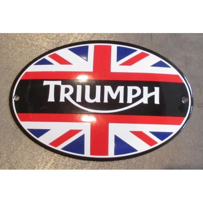 Mini plaque emaillée triump drapeau anglais tole email deco Achat