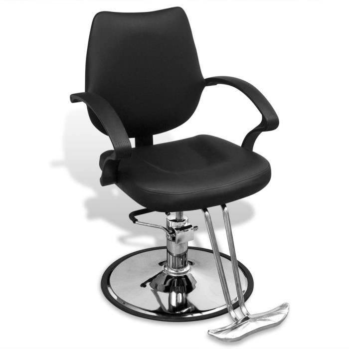 Fauteuil de coiffure professionnel en cuir artificiel noir Achat