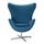 Fauteuil egg chair Arne Jacobsen bleu azur en cach