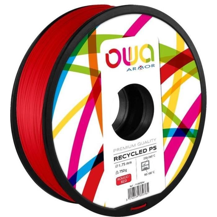 OWA Bobine de Filaments pour imprimante 3D - PS - Rouge