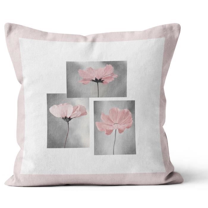 SOLEIL D'OCRE Coussin déhoussable Pétale - 40x40 cm - Rose