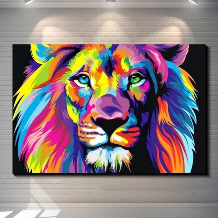 Tableau D co Toile HD Imprimer Lion des Animaux Peinture 