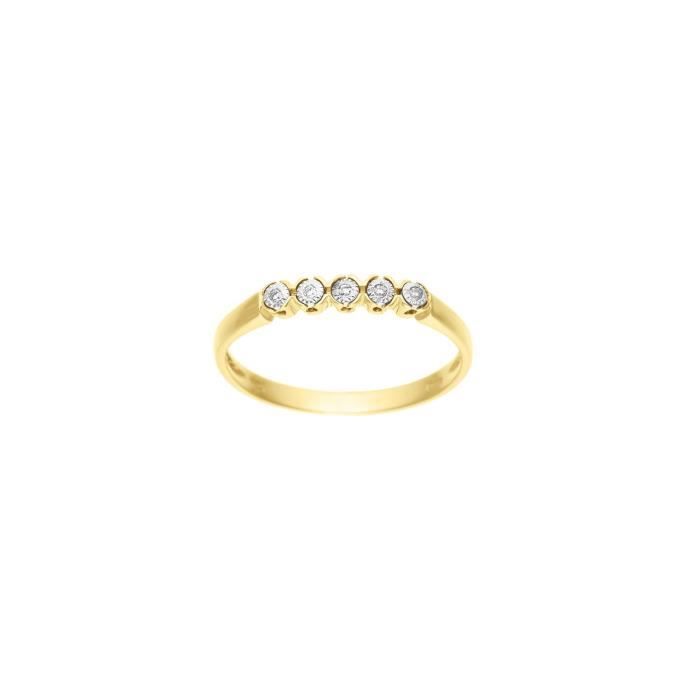 DIAMOND LANE Bague Or Jaune 375° et Diamants Femme