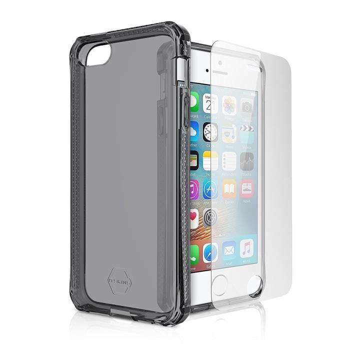 IT SKINS Spectrum Coque arrière + Verre trempé pour iPhone 5 / 5s / 5sE - Noir