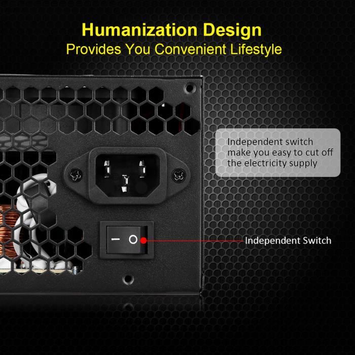 Alimentation PC silencieux Excelvan 600W pour2