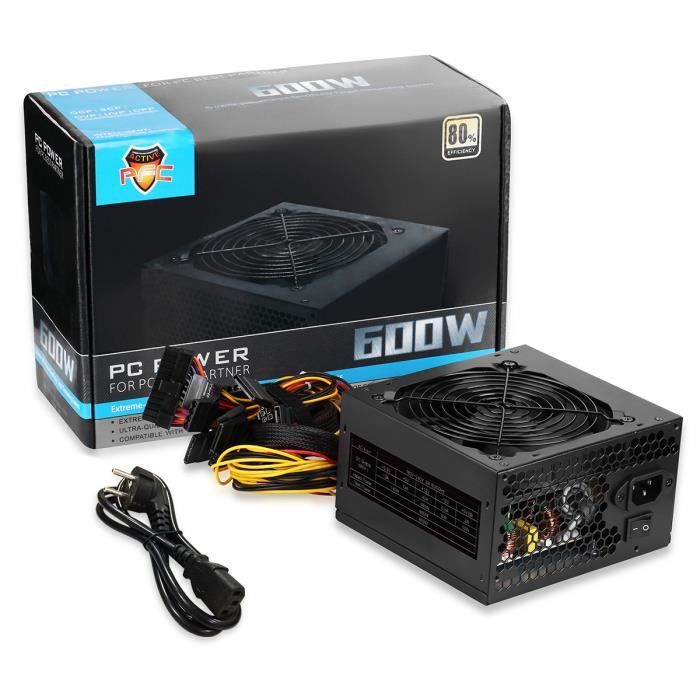 Alimentation PC silencieux Excelvan 600W pour3